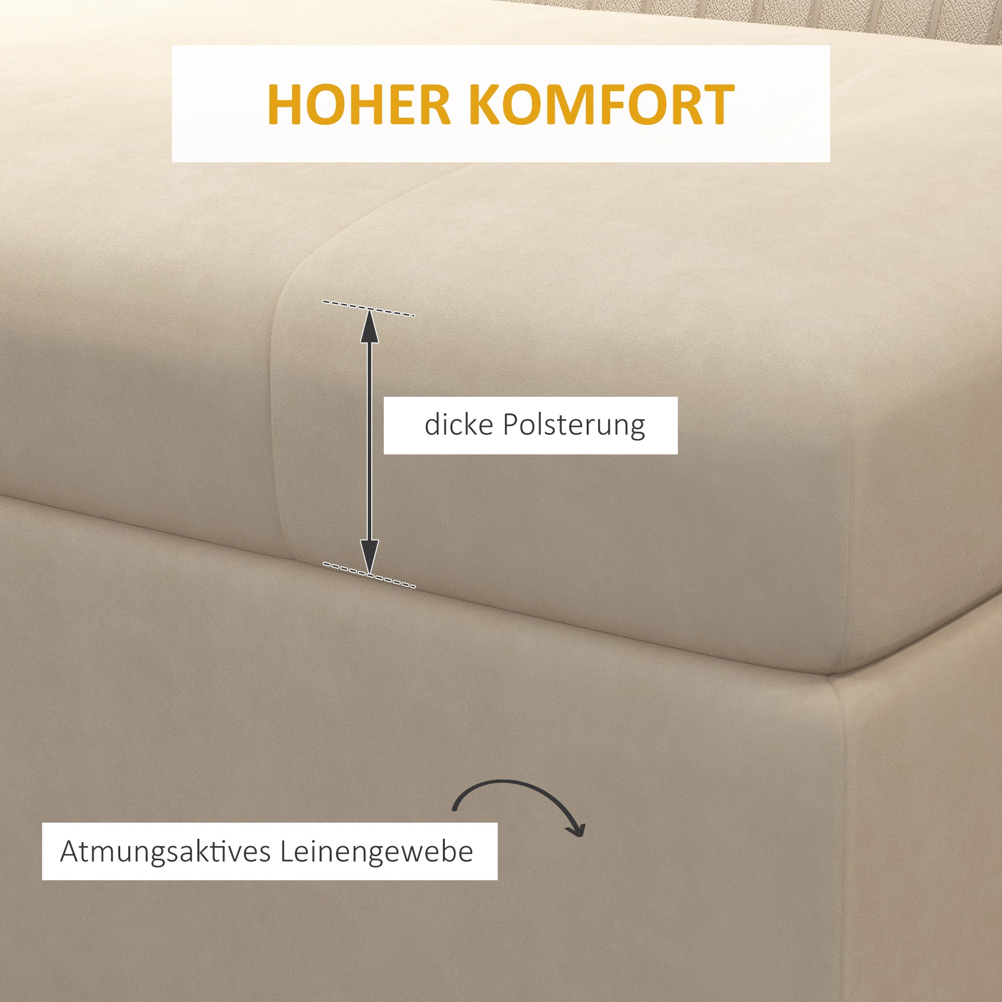 Storage Bench, Upholstered Bench with Hinged Lid, Velvet Look, Bed Bench, Trunk Bench with Steel Legs for Living Room, Bedroom, Beige, 110 x 44 x 49 cm