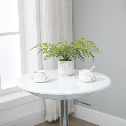 Bar Table Modern Dining Table Height-Adjustable Bistro Table Bar Table Desk Round Metal ABS Coating White Ø61 x 76-97 cm