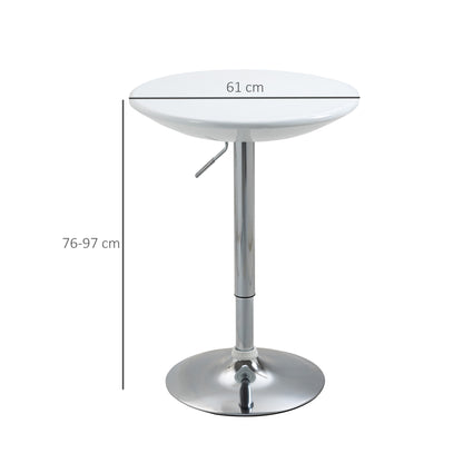 Bar Table Modern Dining Table Height-Adjustable Bistro Table Bar Table Desk Round Metal ABS Coating White Ø61 x 76-97 cm