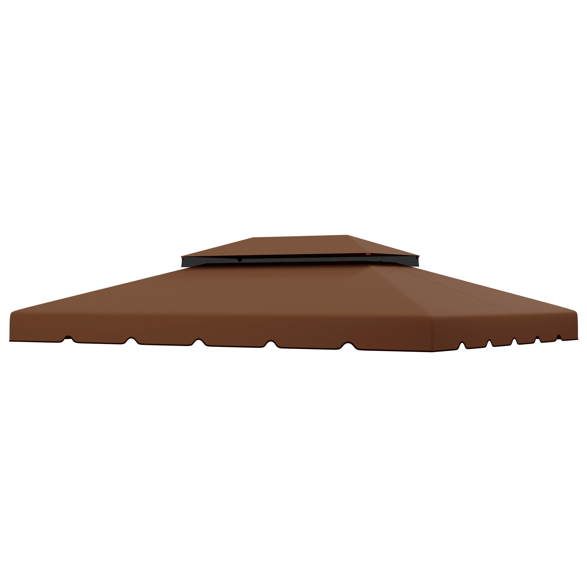 Replacement Roof for 4x3m Gazebo Replacement Cover with Double Roof with 8 Drainage Holes Replacement Canopy for Gazebo Coffee
