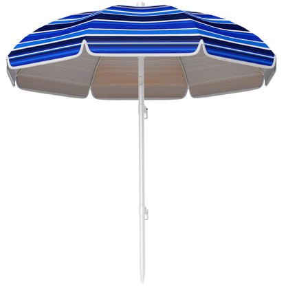 Large Beach Umbrella Ø180 cm, Patio Umbrella Foldable with Adjustable Angle UV50+ Protection, Waterproof, 32 mm Pole Multicolor