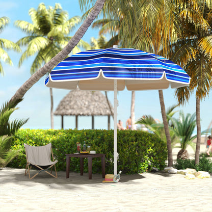 Large Beach Umbrella Ø180 cm, Patio Umbrella Foldable with Adjustable Angle UV50+ Protection, Waterproof, 32 mm Pole Multicolor
