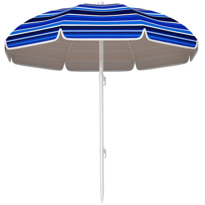 Large Beach Umbrella Ø180 cm, Patio Umbrella Foldable with Adjustable Angle UV50+ Protection, Waterproof, 32 mm Pole Multicolor