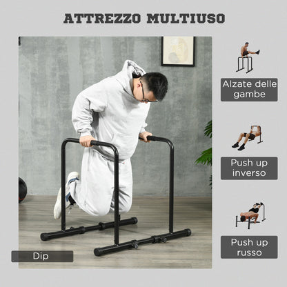 SPORTNOW Dip Bar made of adjustable steel with 6 adjustable lengths, 90-102x65x80-90 cm, Black