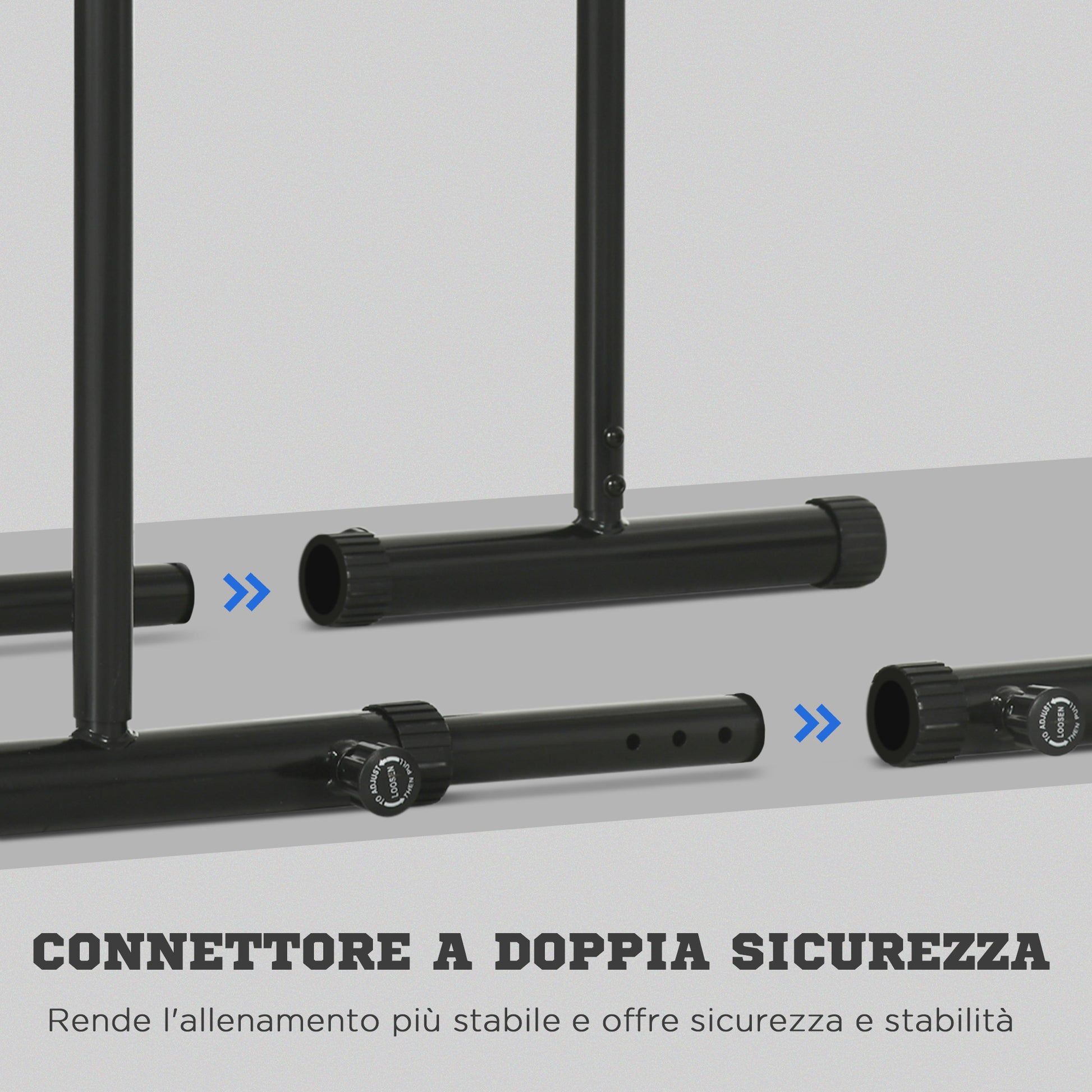 SPORTNOW Dip Bar made of adjustable steel with 6 adjustable lengths, 90-102x65x80-90 cm, Black