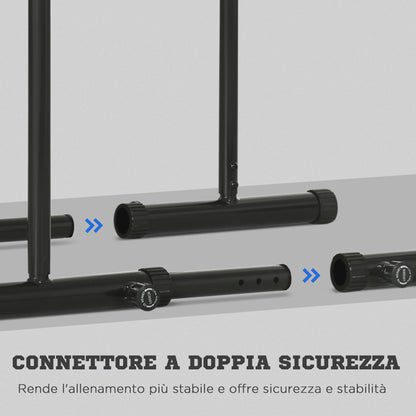 SPORTNOW Dip Bar made of adjustable steel with 6 adjustable lengths, 90-102x65x80-90 cm, Black