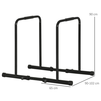 SPORTNOW Dip Bar made of adjustable steel with 6 adjustable lengths, 90-102x65x80-90 cm, Black