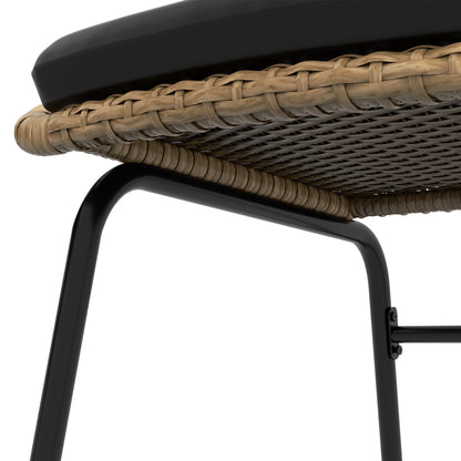 3-piece Rattan Garden Furniture Set, Balcony Furniture Set with Coffee Table, 2 Chairs, Seating Set with Cushions, Garden Seating Group for Balcony, Patio, Polyester, Yellow