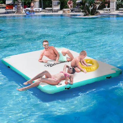 Inflatable Pool Mattress Foldable Swim Raft Inflatable Water Hammock Non-slip Water Mat Pool Toy for Adults Swimming Island for Pool Lake 304 x 204 x 15 cm