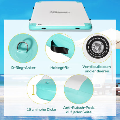 Inflatable Pool Mattress Foldable Swim Raft Inflatable Water Hammock Non-slip Water Mat Pool Toy for Adults Swimming Island for Pool Lake 304 x 204 x 15 cm