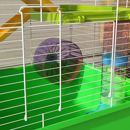 Large hamster cage rodent cage 5 levels with tunnels, water bottle, wheel, house, ladders, dim. 59L x 36W x 69H cm