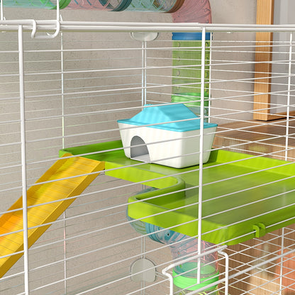 Large hamster cage rodent cage 5 levels with tunnels, water bottle, wheel, house, ladders, dim. 59L x 36W x 69H cm