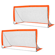 Football Goal 2-Pack Foldable 183 x 90 x 90 cm Football Goal with Carrying Bag Weatherproof Outdoor Soccer Goals for Adults Football Goals for Garden Training Leisure Orange