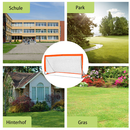Football Goal 2-Pack Foldable 183 x 90 x 90 cm Football Goal with Carrying Bag Weatherproof Outdoor Soccer Goals for Adults Football Goals for Garden Training Leisure Orange