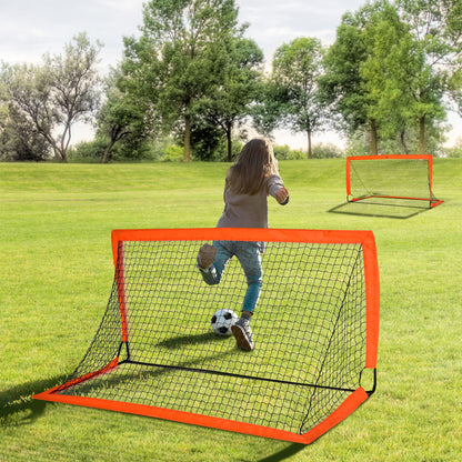Football Goal 2-Pack Foldable 183 x 90 x 90 cm Football Goal with Carrying Bag Weatherproof Outdoor Soccer Goals for Adults Football Goals for Garden Training Leisure Orange