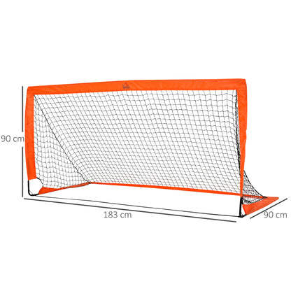 Football Goal 2-Pack Foldable 183 x 90 x 90 cm Football Goal with Carrying Bag Weatherproof Outdoor Soccer Goals for Adults Football Goals for Garden Training Leisure Orange