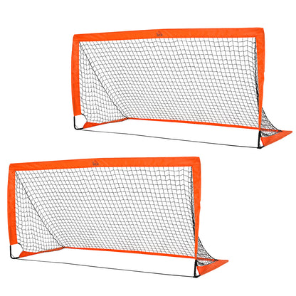 Football Goal 2-Pack Foldable 183 x 90 x 90 cm Football Goal with Carrying Bag Weatherproof Outdoor Soccer Goals for Adults Football Goals for Garden Training Leisure Orange