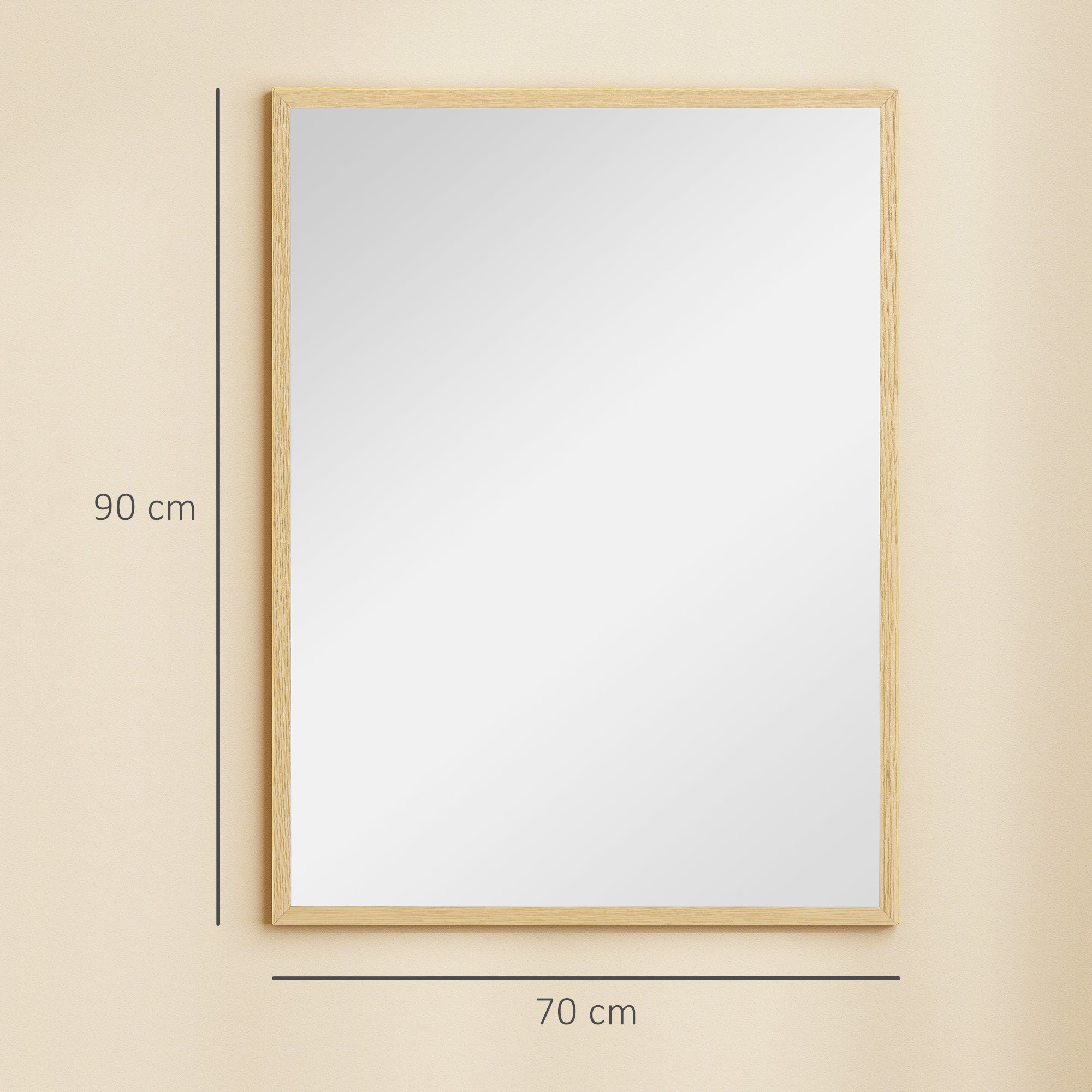 Rectangular Wall Mirror, 24 x 32 in (60 x 80 cm) — Natural Wood Frame