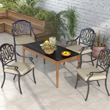 Set of Chair Cushions for Dining Chairs 47x47x7 cm Set of 4 Pieces Waterproof and UV 50+ Protected Garden Chair Cushions for Indoor and Outdoor Use Beige