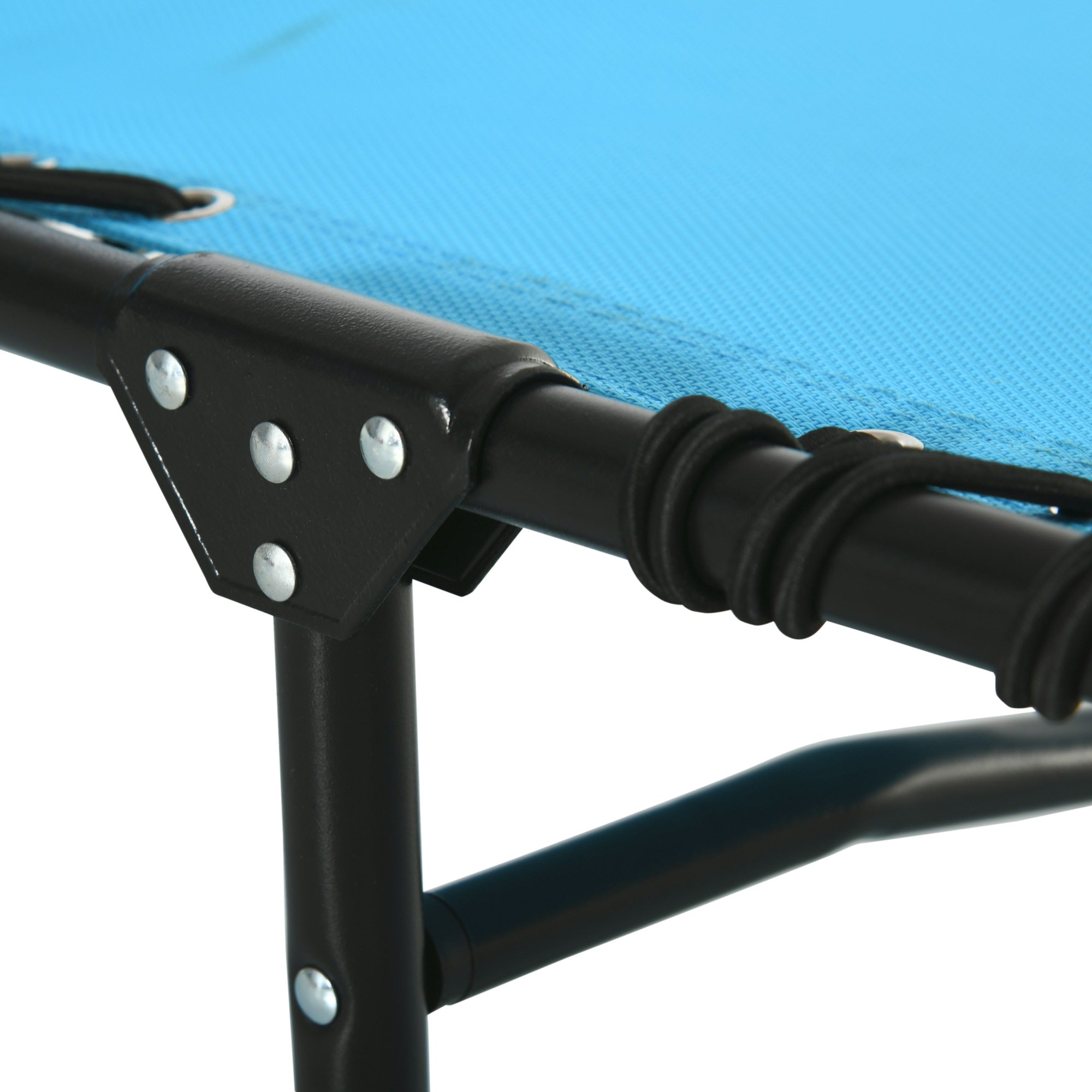 Folding and Adjustable Sun Lounger with 4 Positions Reclining Garden Chair with Bungee Cord System for Outdoor Steel Frame 189x58x30 cm Light Blue