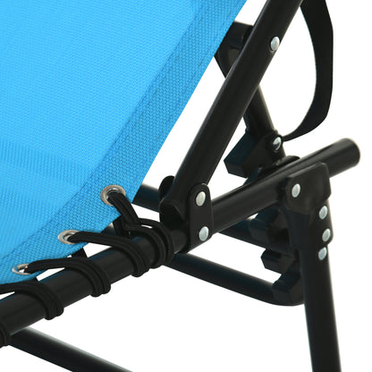 Folding and Adjustable Sun Lounger with 4 Positions Reclining Garden Chair with Bungee Cord System for Outdoor Steel Frame 189x58x30 cm Light Blue