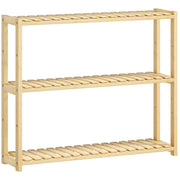 3-Tier Bamboo Bathroom Shelf with 5 Adjustable Levels, Wall or Floor Standing Storage Cabinet for Kitchen, Living Room, and Bathroom, 60x15x50 cm, Wood Color