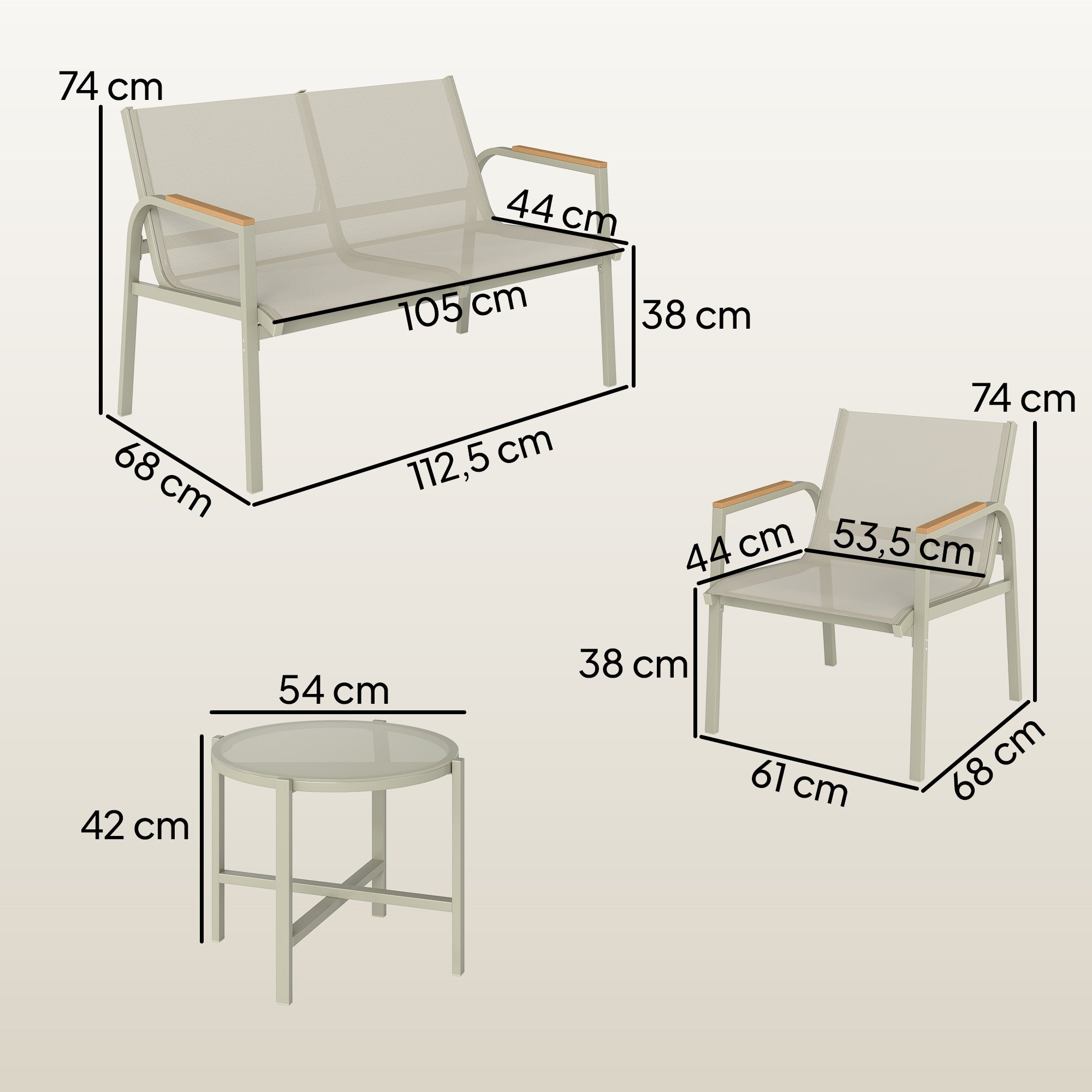 4-Piece Textilene Outdoor Patio Set — 2-Seat Sofa, 2 Armchairs & Tempered Glass Coffee Table, Green