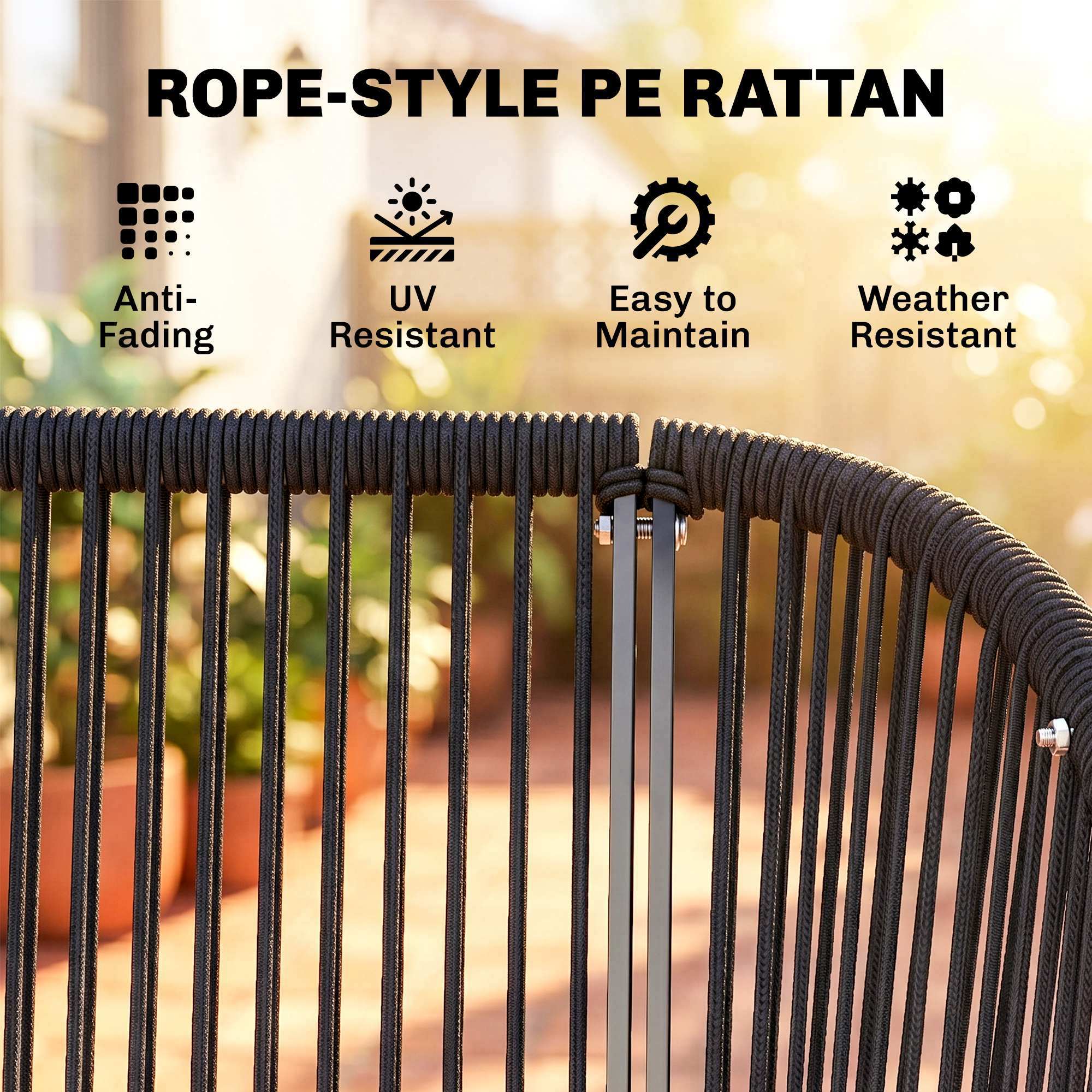 Rattan Hollywood Swing — 2-Seater Patio Bench with Adjustable Canopy & Cushions, A-Frame, Supports 529 lb, 70.1 x 47.2 x 67.7 in (Dark Gray)