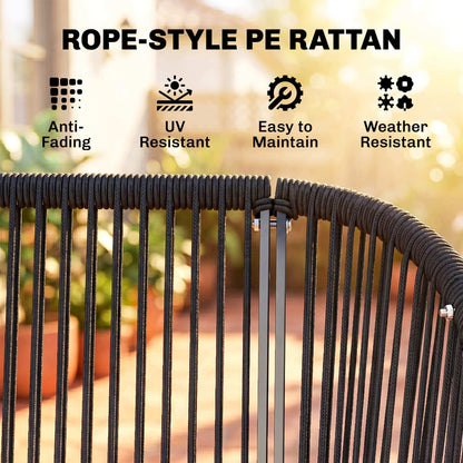Rattan Hollywood Swing — 2-Seater Patio Bench with Adjustable Canopy & Cushions, A-Frame, Supports 529 lb, 70.1 x 47.2 x 67.7 in (Dark Gray)