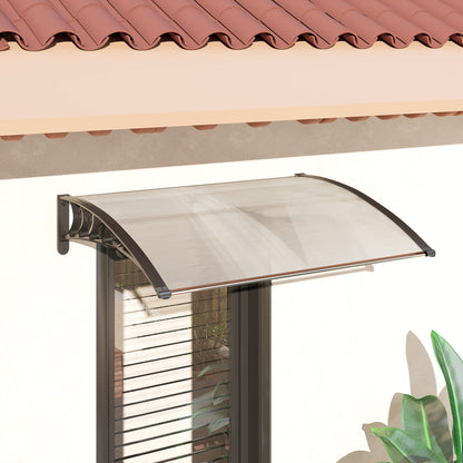 Front Door Canopy 89 x 122 cm Door Canopy made of Polycarbonate, Curved Canopy with UV Protection, Sunshade Rain Cover for Outdoor, White