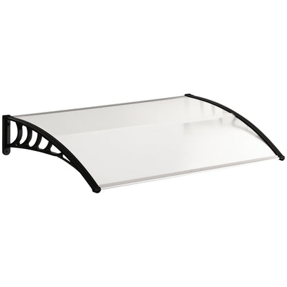 Front Door Canopy 89 x 122 cm Door Canopy made of Polycarbonate, Curved Canopy with UV Protection, Sunshade Rain Cover for Outdoor, White