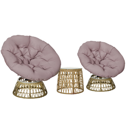 3-Piece Garden Furniture Set, Bistro Set incl. Coffee Table, 2 Chairs, Garden Seating Group with Cushions, Patio Furniture for Terrace, Yellow