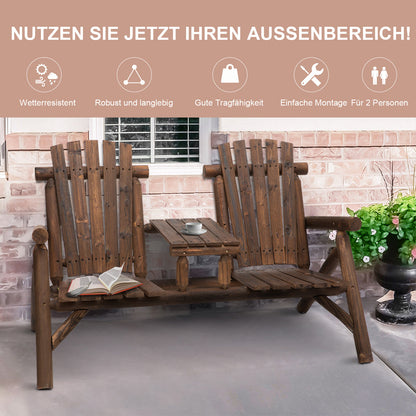 Garden Bench with Table, Outdoor Furniture, Bench, 2 Chairs, Solid Wood, Brown, 157 x 88 x 103 cm