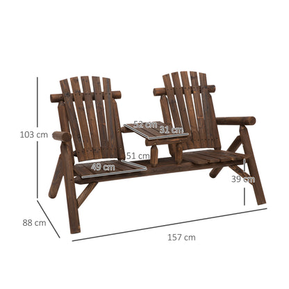 Garden Bench with Table, Outdoor Furniture, Bench, 2 Chairs, Solid Wood, Brown, 157 x 88 x 103 cm