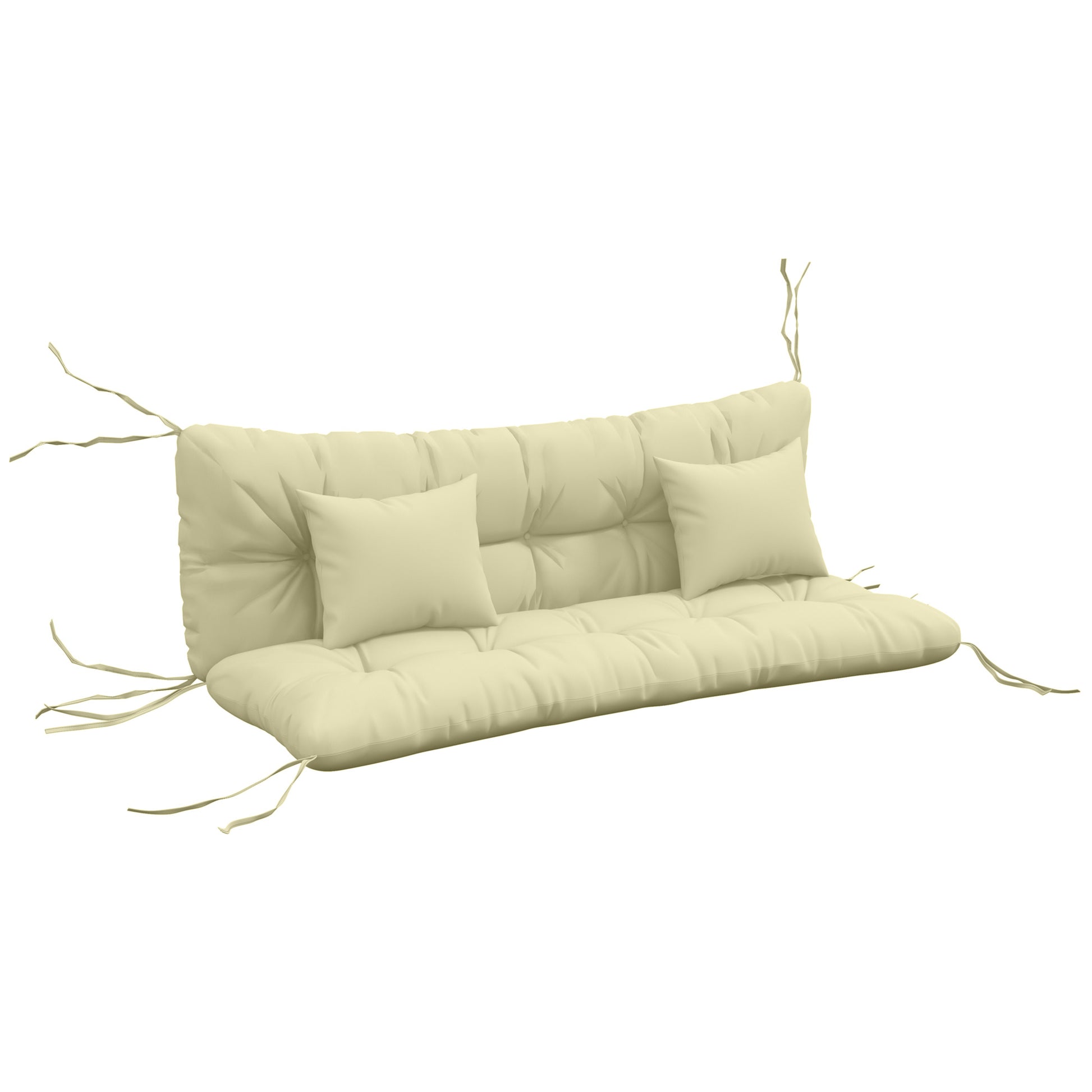 Set of 4 Outdoor Cushions for Garden Swing, 1 Seat Cushion, 1 Back Cushion, and 2 Pillows Cream