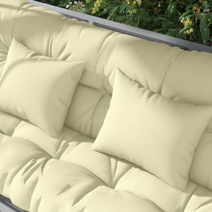 Set of 4 Outdoor Cushions for Garden Swing, 1 Seat Cushion, 1 Back Cushion, and 2 Pillows Cream