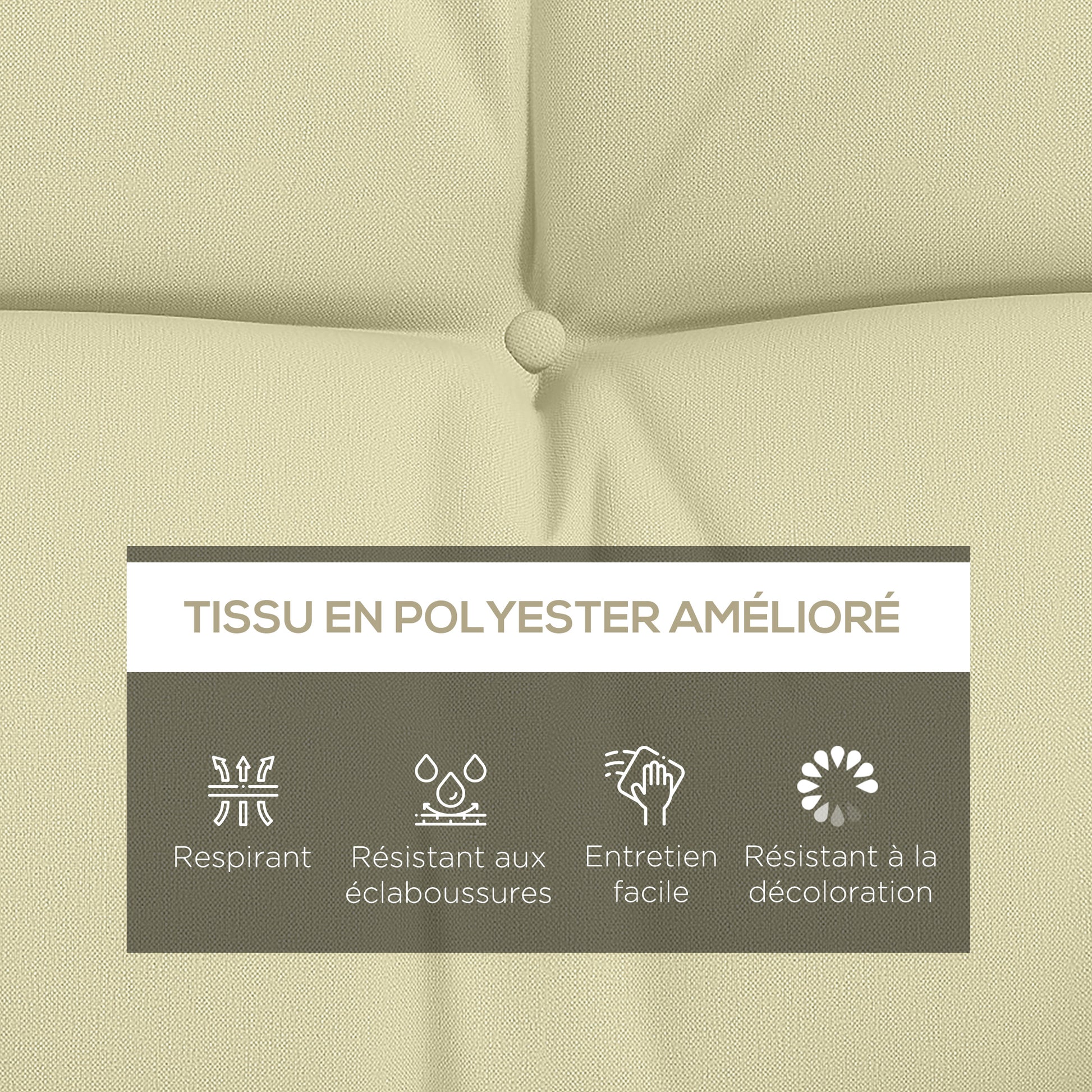 Set of 4 Outdoor Cushions for Garden Swing, 1 Seat Cushion, 1 Back Cushion, and 2 Pillows Cream
