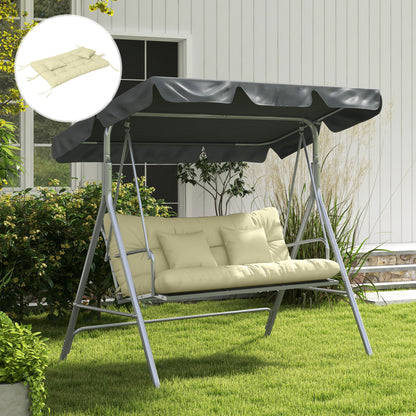 Set of 4 Outdoor Cushions for Garden Swing, 1 Seat Cushion, 1 Back Cushion, and 2 Pillows Cream