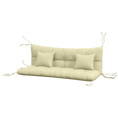 Set of 4 Outdoor Cushions for Garden Swing, 1 Seat Cushion, 1 Back Cushion, and 2 Pillows Cream