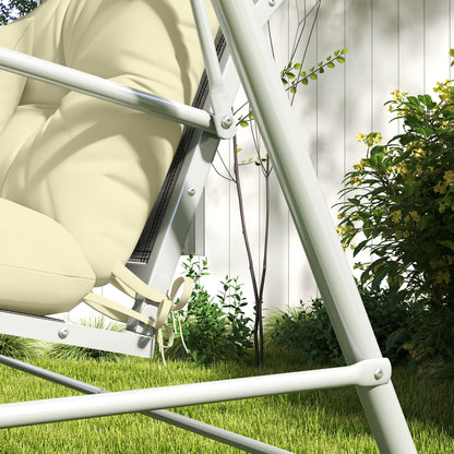 Set of 4 Outdoor Cushions for Garden Swing, 1 Seat Cushion, 1 Back Cushion, and 2 Pillows Cream