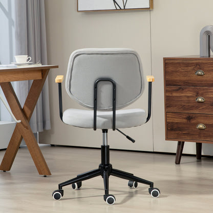 Office Chair Desk Chair with Wooden Armrests and Adjustable Height Swivel Chair for Study Bedroom Load 120 kg Gray