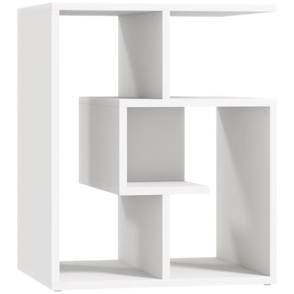 White Side Table with Storage Shelves for Living Room Bedroom 45x40x55 cm