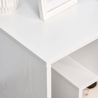 White Side Table with Storage Shelves for Living Room Bedroom 45x40x55 cm