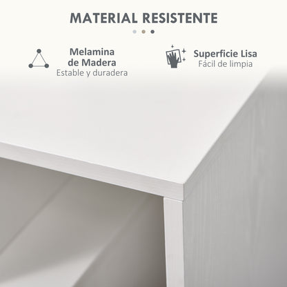 White Side Table with Storage Shelves for Living Room Bedroom 45x40x55 cm