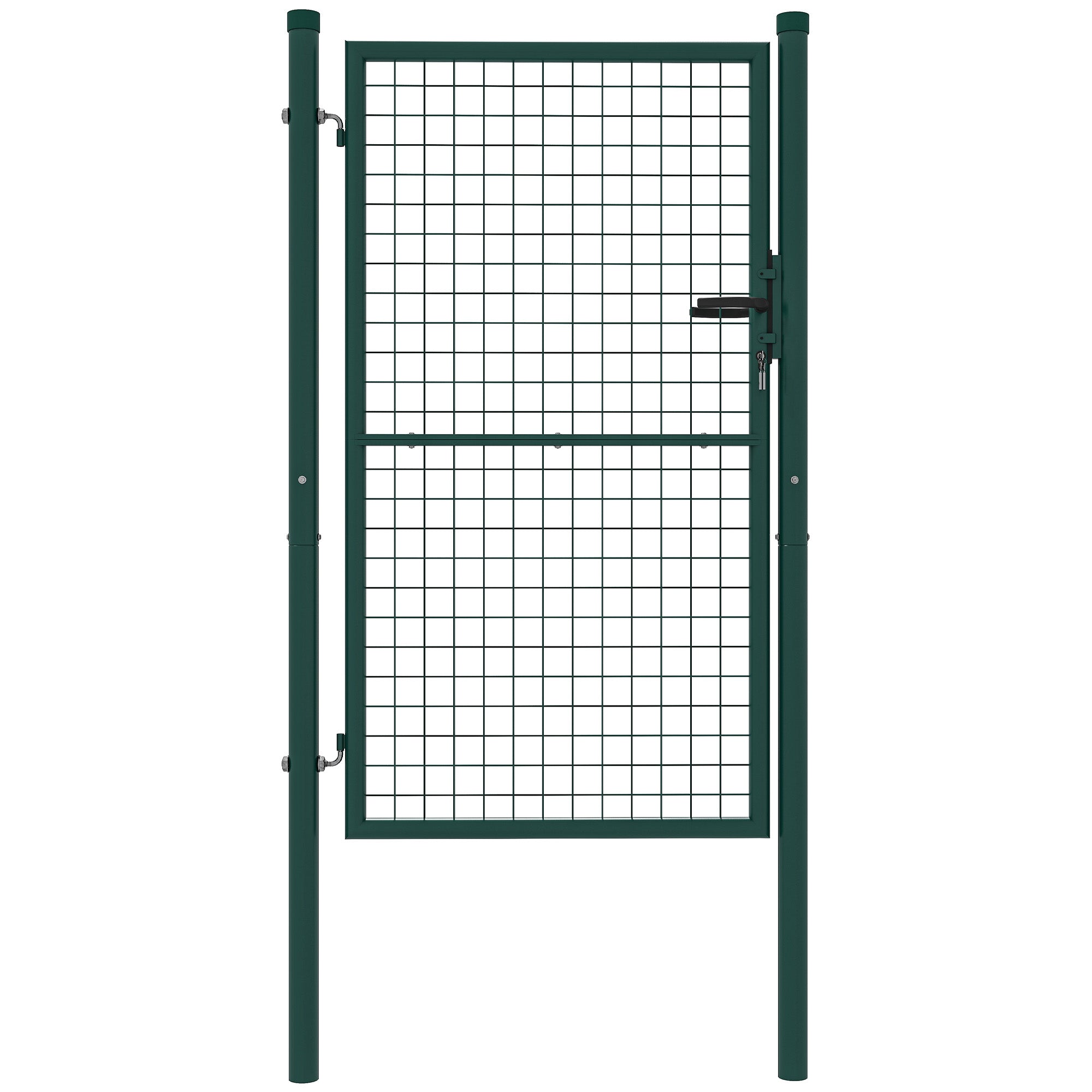 Garden Gate Steel 97 x 200 cm Garden Gate with Lock, Keys, and Handle, Arrow Decoration, Outdoor Patio Gate, Green