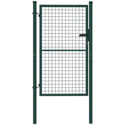 Garden Gate Steel 97 x 200 cm Garden Gate with Lock, Keys, and Handle, Arrow Decoration, Outdoor Patio Gate, Green