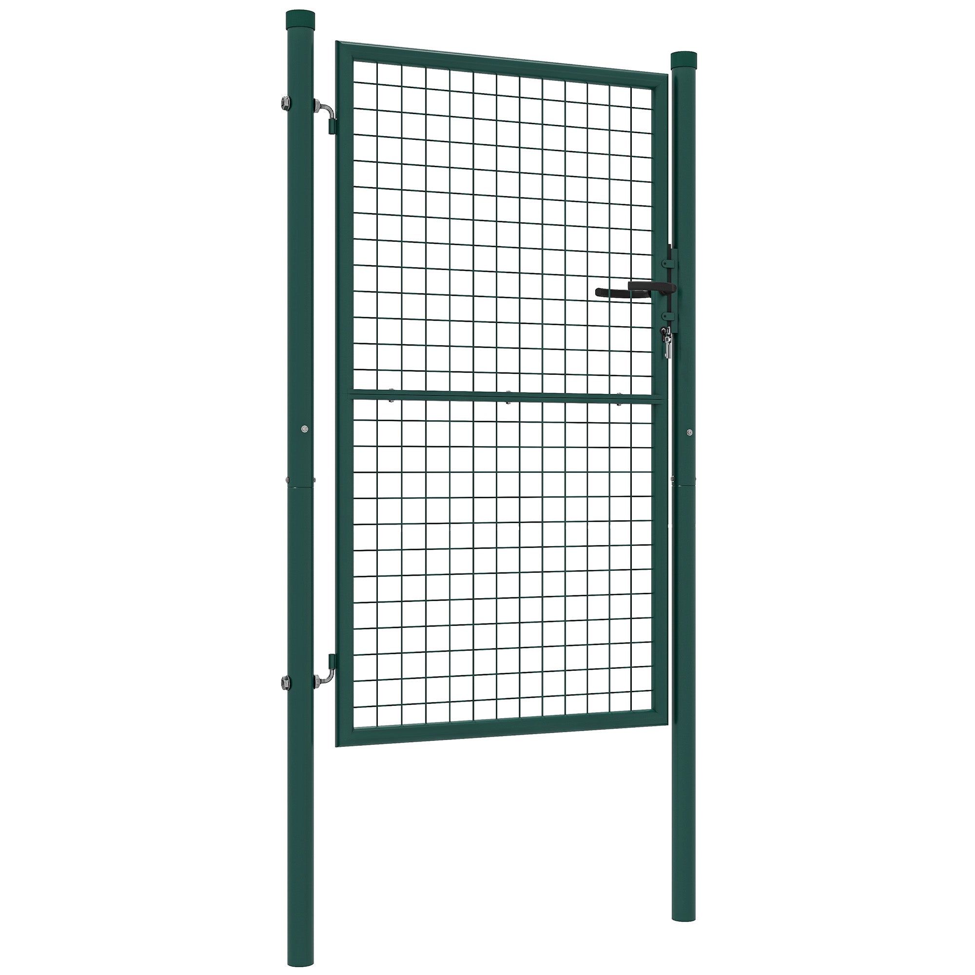Garden Gate Steel 97 x 200 cm Garden Gate with Lock, Keys, and Handle, Arrow Decoration, Outdoor Patio Gate, Green