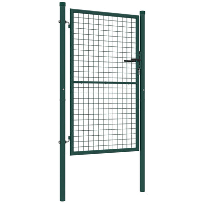Garden Gate Steel 97 x 200 cm Garden Gate with Lock, Keys, and Handle, Arrow Decoration, Outdoor Patio Gate, Green