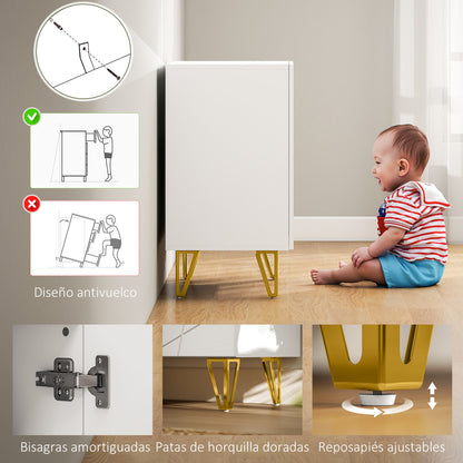 Living Room Buffet Sideboard with 2 Doors and Adjustable Shelves Storage Cabinet for Kitchen Entryway 80x40x75 cm Glossy White