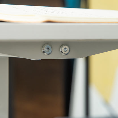 Rolling Side Table with Adjustable Height for Sofa Bed with Metal Frame and Brakes for Bedroom Living Room 60x40x52.5-84 cm White